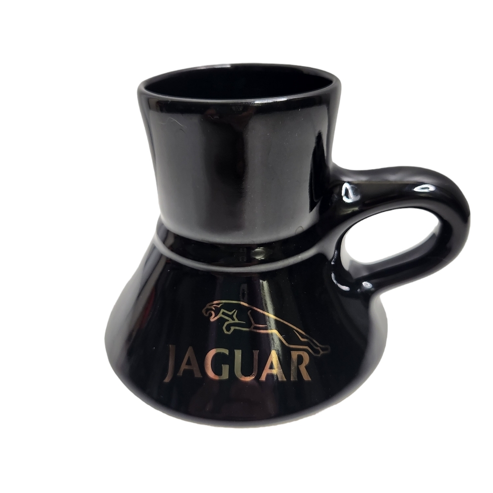 Jaguar Coffee Mug Automotive Black Gold Anti Skid Leaping Logo Cars